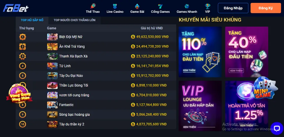 Giao diện game Nổ Hũ tại 99vz